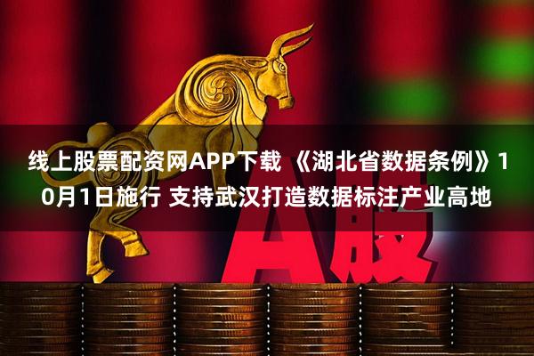 线上股票配资网APP下载 《湖北省数据条例》10月1日施行 支持武汉打造数据标注产业高地